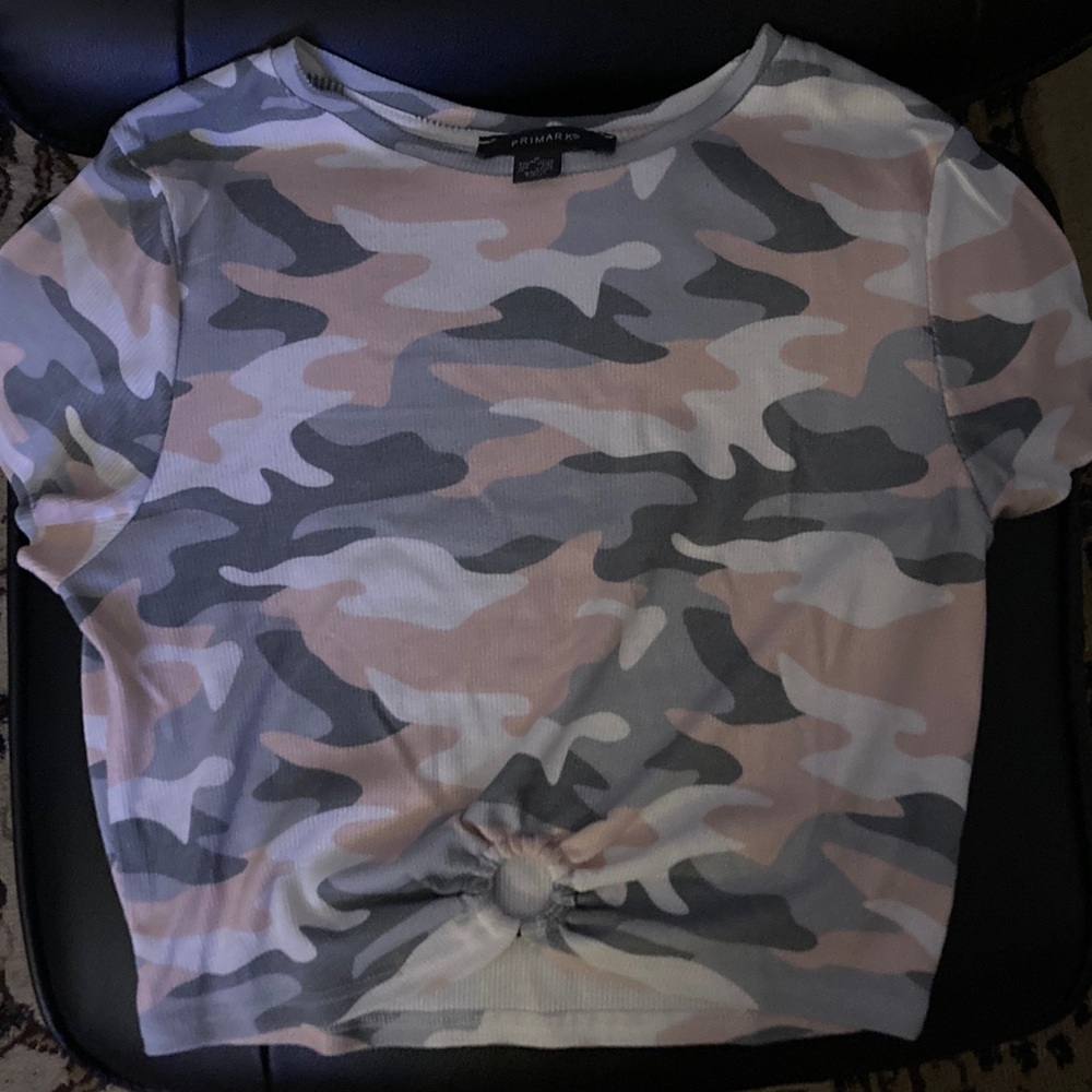Primark Pink and Gray Camo Women's Tee
